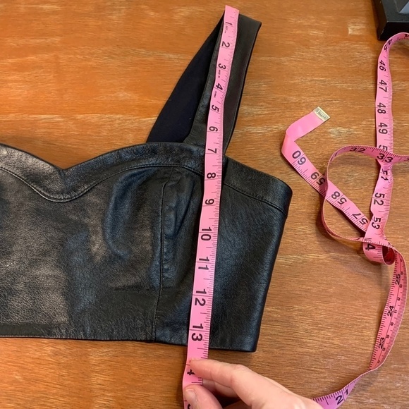 La Pina By David Helwani Black Leather Bralette Crop Top Size Medium (1343) - Picture 10 of 11